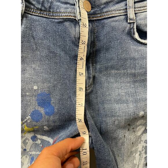 Zara Distressed Paint Splattered Light Wash Womans Jeans SZ4 - Picture 3 of 6